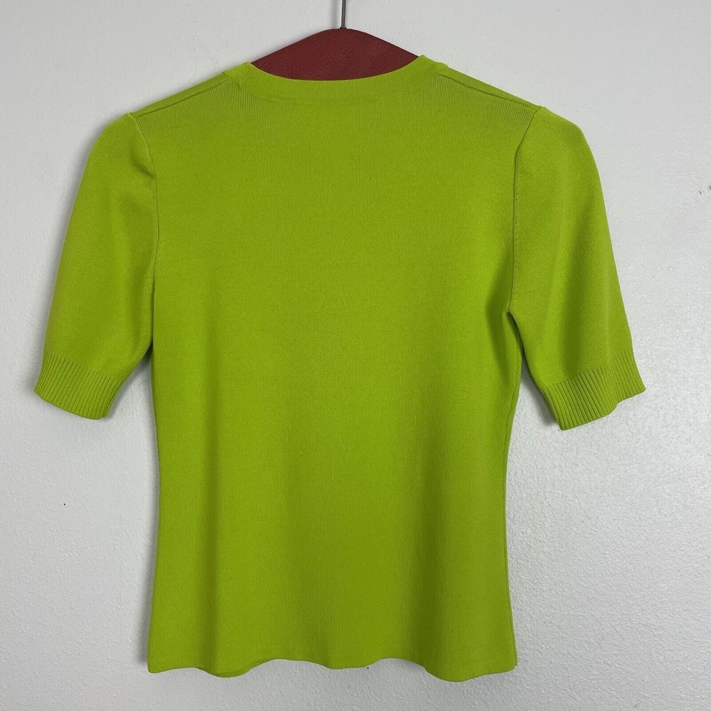 Vintage 90’s Lime Green Stretch Knit Short Sleeve Top S/M - Picture 6 of 10